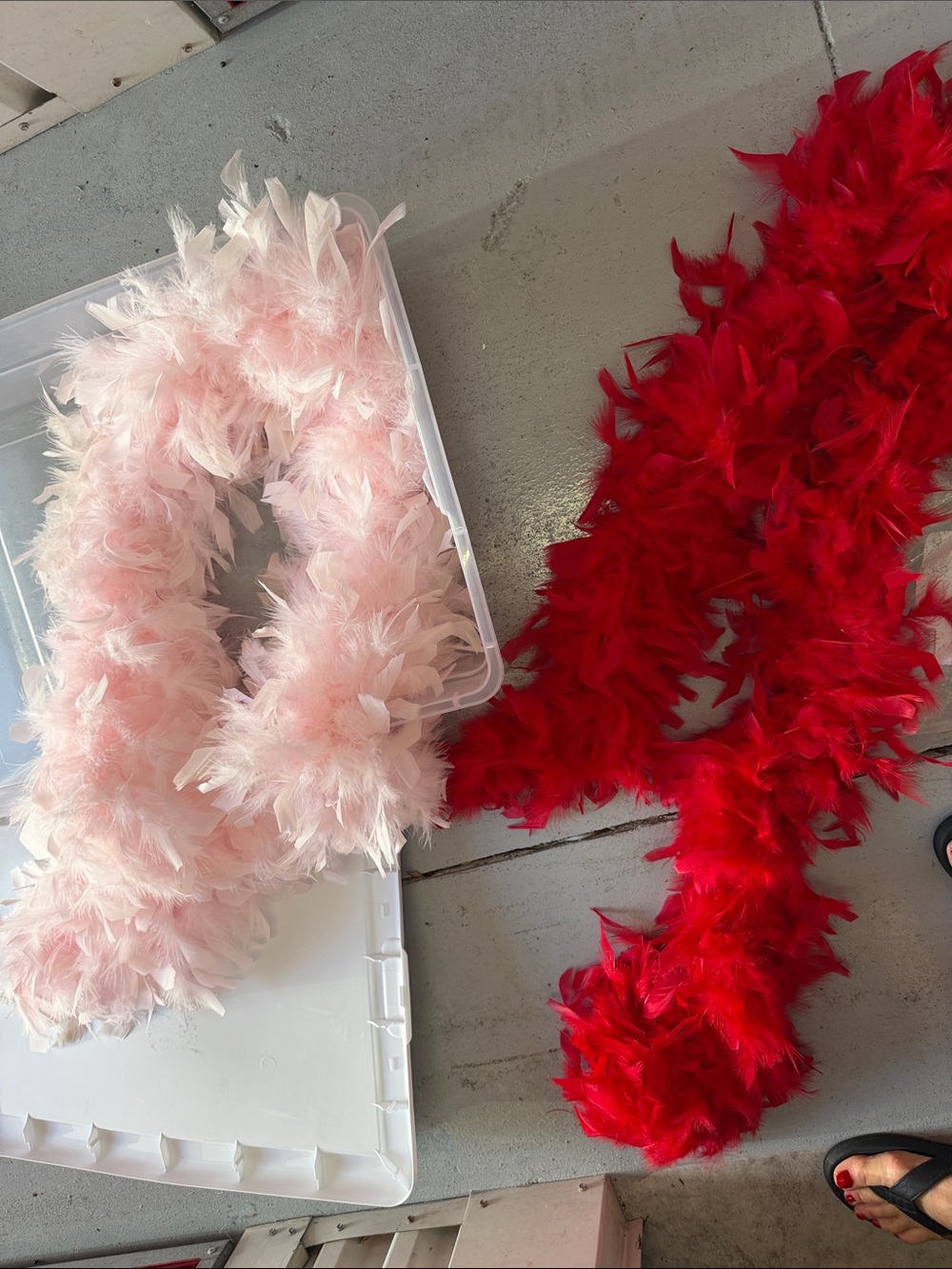 Source Unknown Pink and Red Feather Boas - Set of 2